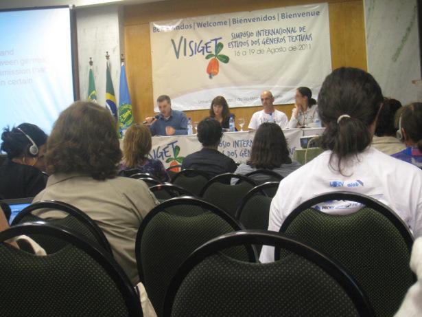 Conference-goers attend a panel at SIGET 2011, held at the Federal University of Rio Grande do Norte, in Natal, Brazil.